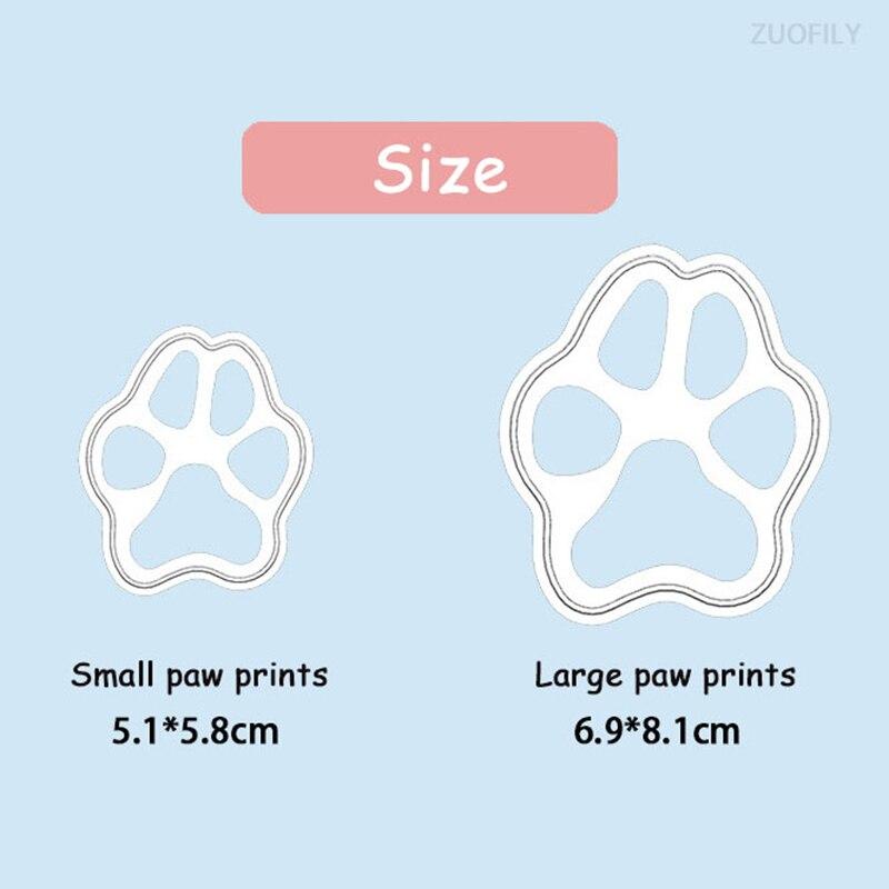 2pcs Cat Paw Print Cookie Cutter White Plastic Cartoon Kitten Footprint Pressrable Biscuit Stamps Molds DIY Cake Decorating Tools