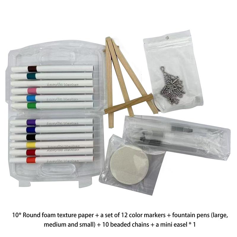 

12 Markers Magics Texture Painting Kit With 10 Foam Paint Paper DIY Bubble Drawing Pens For Painting Art Craft With Drawing Pens