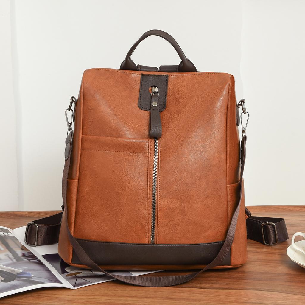 Sac à dos en cuir souple pour femme, sac à dos antivol multifonction