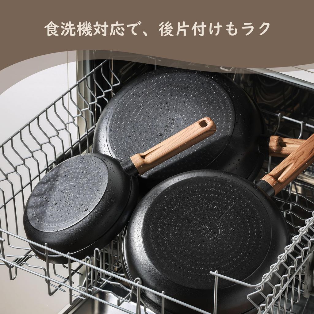 SENSARTE Deep Frying Pan 30cm with Lid, Non-stick Coating, IH and Gas Stove Compatible, Stir-fry Pan, All Heat Source Compatible, 5-Layer Construction
