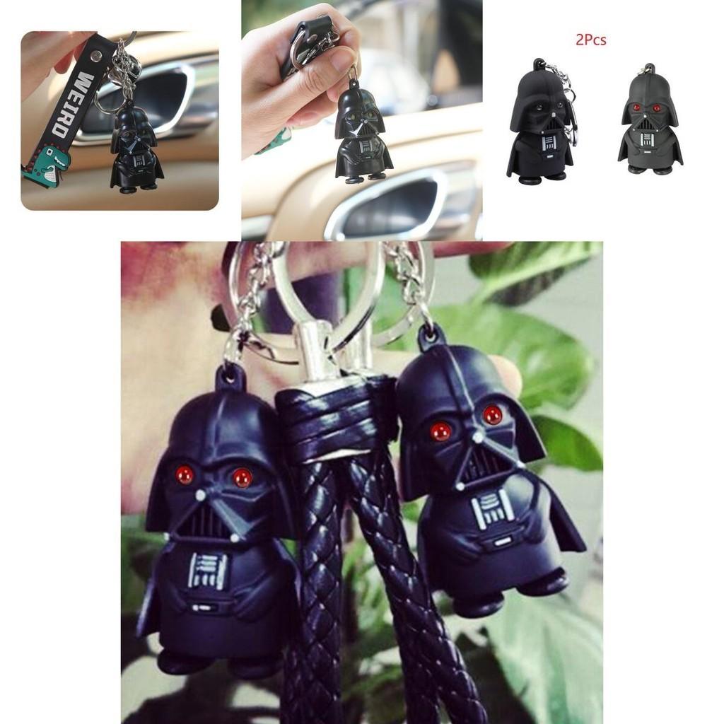 Porte-clés mignon de dessin animé Guerrier Noir Lumière LED Son Enfant Lampe de poche Pendentif de sac Accessoire