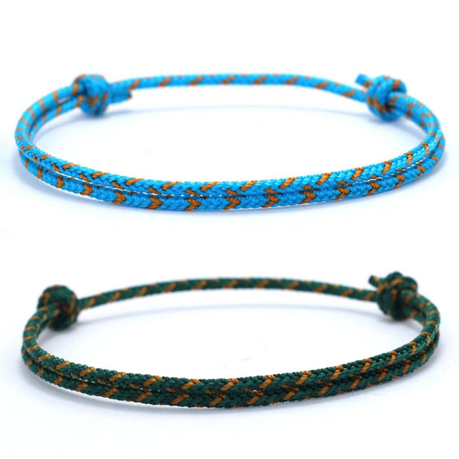 Handwoven Ethnic Colorful Rope Bracelet Unisex Easy Knot Sliding Adjustable Bilayer Thread Braclet Outdoor Mother Gift Jewelry