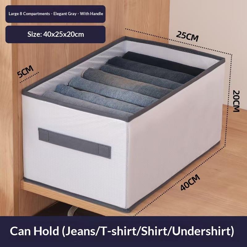 Foldable Fabric Drawer Organizers With Handles Multi-Compartment Storage Box For Clothes Pants Bedding Closet