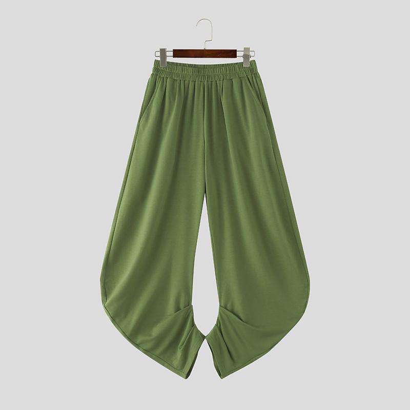 INCERUN Men Elastic Waist Casual Baggy Drop-crotch Pants Long Harem Trousers