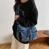 Multi-Pocke Crossbody Bag Denim Commuter Tote Bag Women Large Capacity Messenger Bag