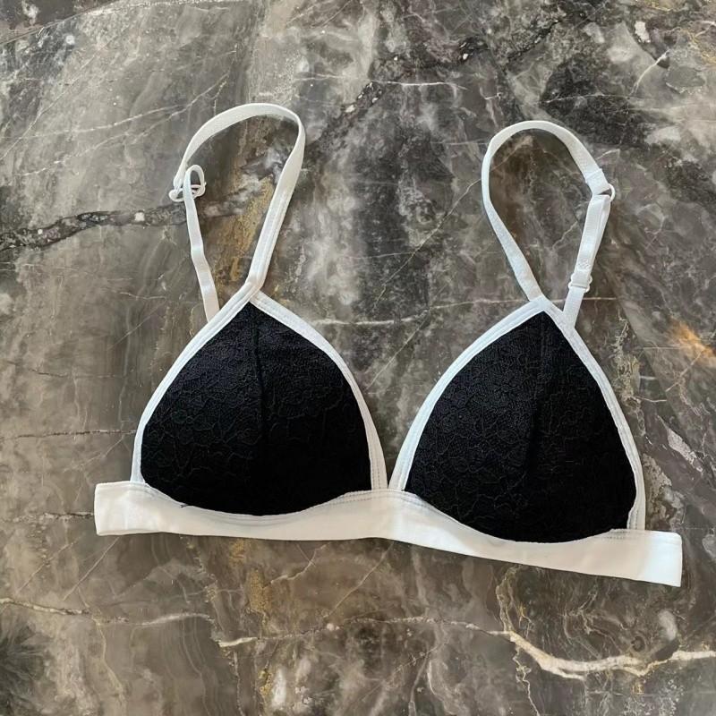

Женский французский бюстгальтер с треугольными чашками, сексуальные кружевные бюстгальтеры, беспроводное удобное собранное нижнее белье, летняя мода, женское нижнее белье M чёрный