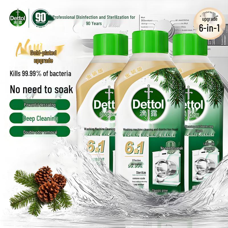 Dettol 6-in-1 Washing Machine Cleaner (Pine Scent, 3x250ml)