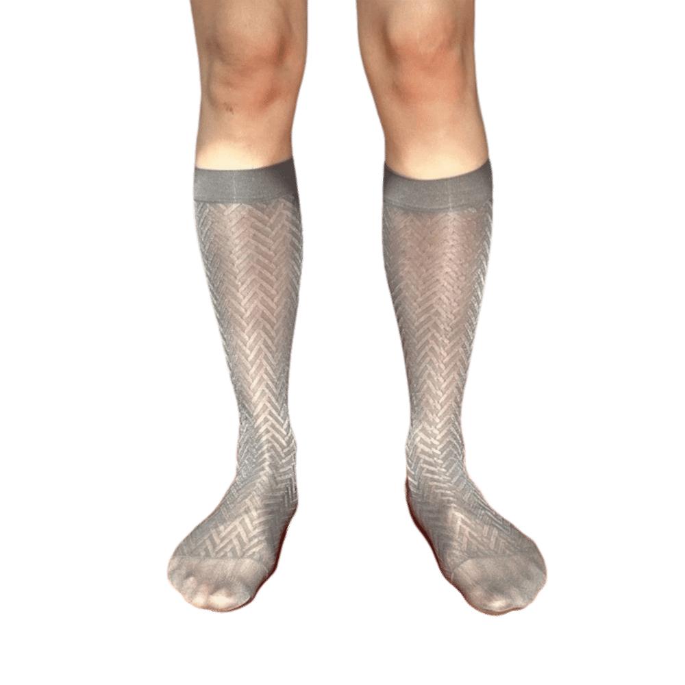 Stripe Dress Ice Silk Socks Ultra-Thin Below Knee Socks Simple Men s Business Socks  Casual Wear