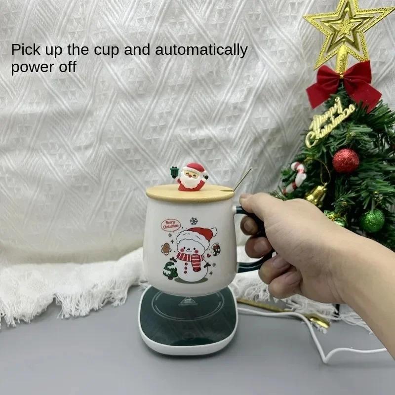 Christmas Gift Set: 55°C Heat-Retaining Ceramic Mug with Lid & Spoon – Portable Coffee Cup for Office or Home Use