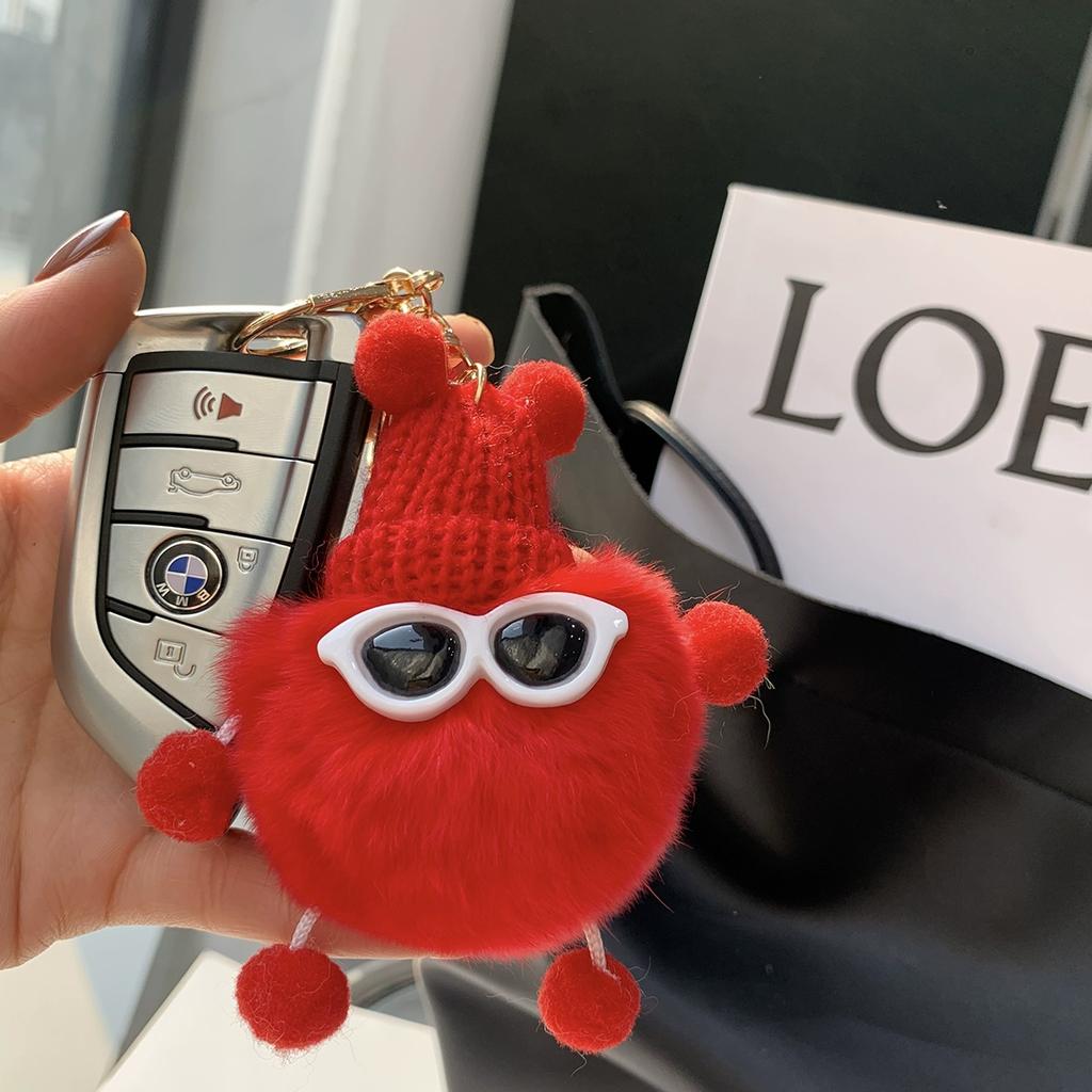 Real Rex Rabbit Hair Coal Ball Elf Ins Internet Celebrity Cute Bag Pendant Plush Doll Car Keychain Pendant