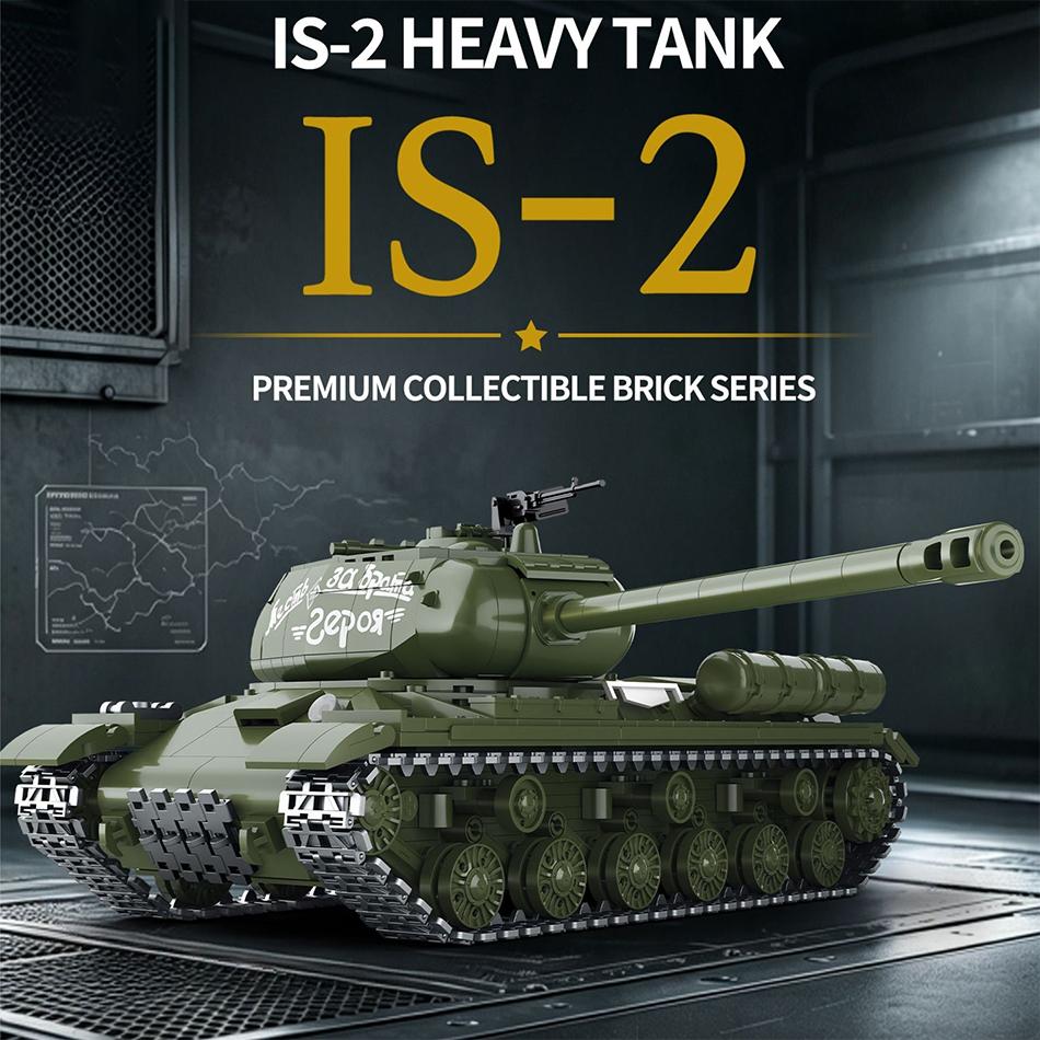 1485 PCS MOC Military IS-2 Heavy Tank Model Building Blocks World War Soviet Army Armored Battle Tank Assembly Bricks Toys Gifts