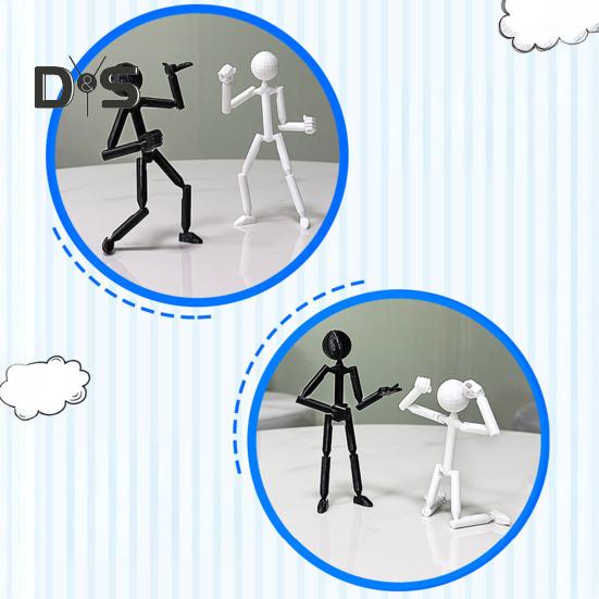Stickman Ornament Multi-Purpose Action Figure Decor Mysterious Design Stress Relief Toy with Fully Poseable Robot