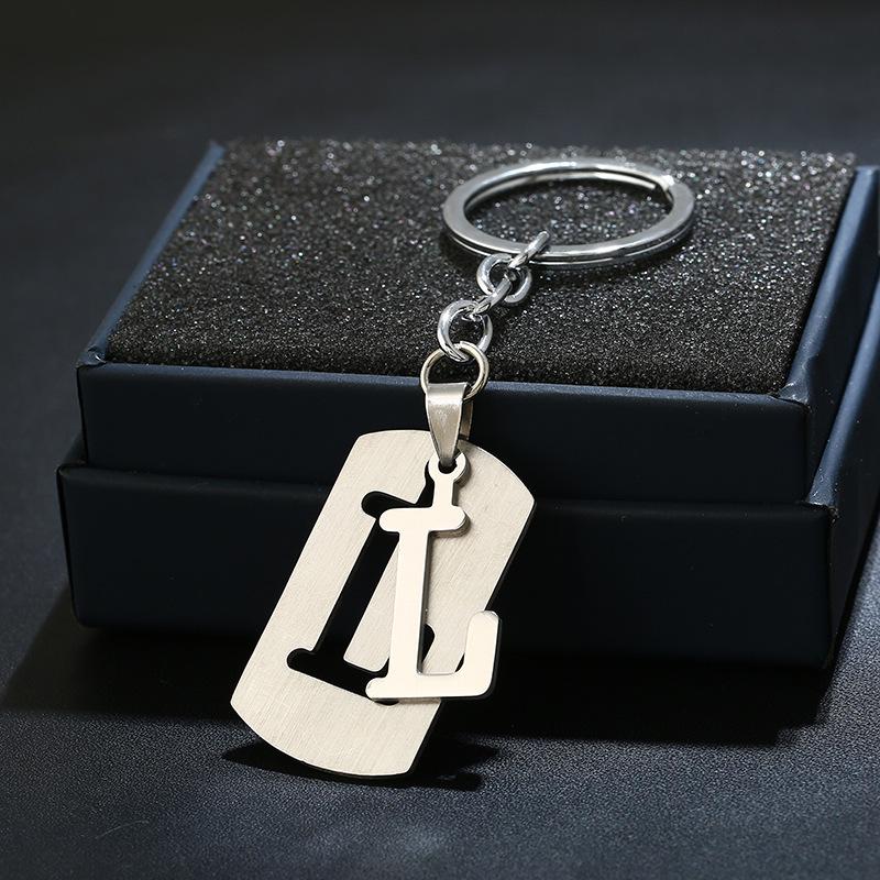 2022 DIY A-Z Letters Key Chain For Name Silver Color Steel Keychain Women Men Car Key Ring Simple Key Holder Party Gift