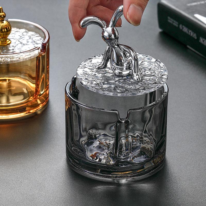Large Glass Ashtray with Lid for Home, Office, Bar, or Restaurant
