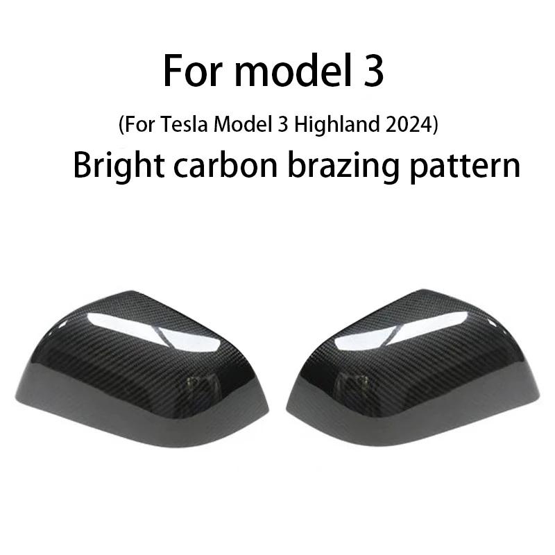 Dry Carbon Fiber Mirror Caps for Tesla Model Y/3 Highland 2017-2025 2025 Sticky Installation Matte/Glossy Style Mirrors Cover
