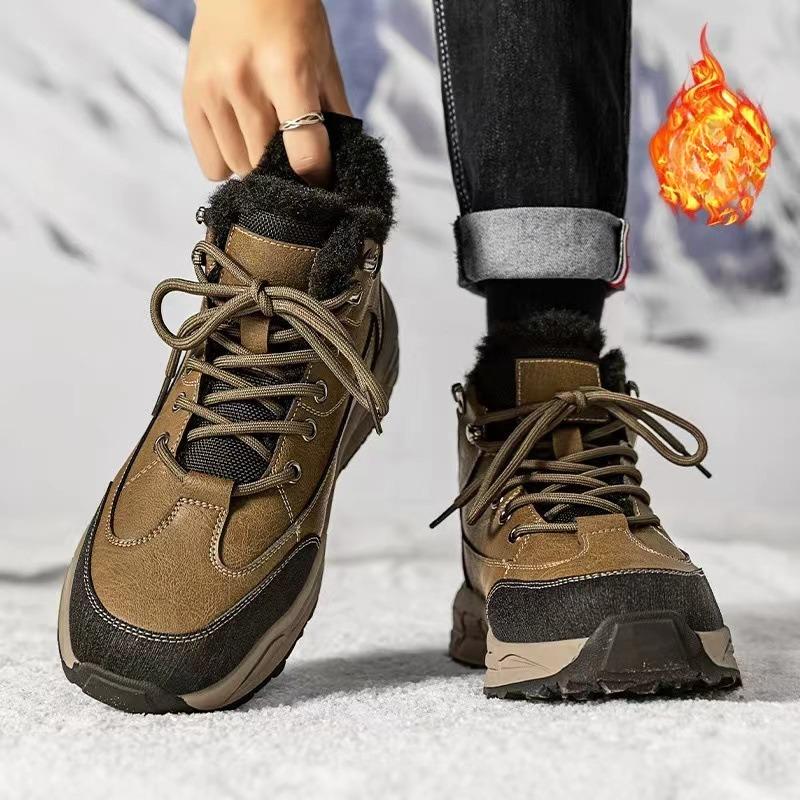 

Модные зимние бархатные теплые сапоги для мужчин на платформе, дизайнерские мужские туфли из коровьей кожи с мягкой подошвой, модные повседневные туфли из хлопка для мужчин 38