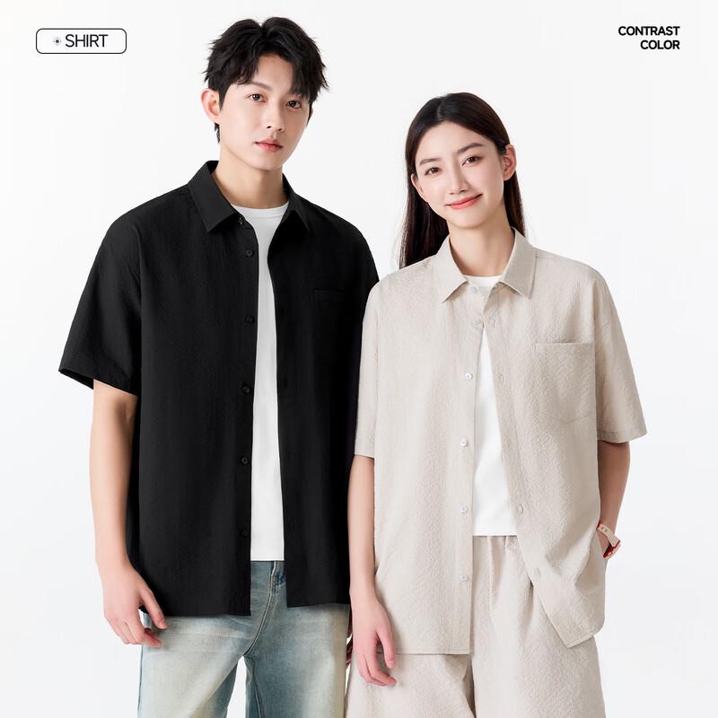 MINISO Men's Short Sleeve Lapel Casual Shirt