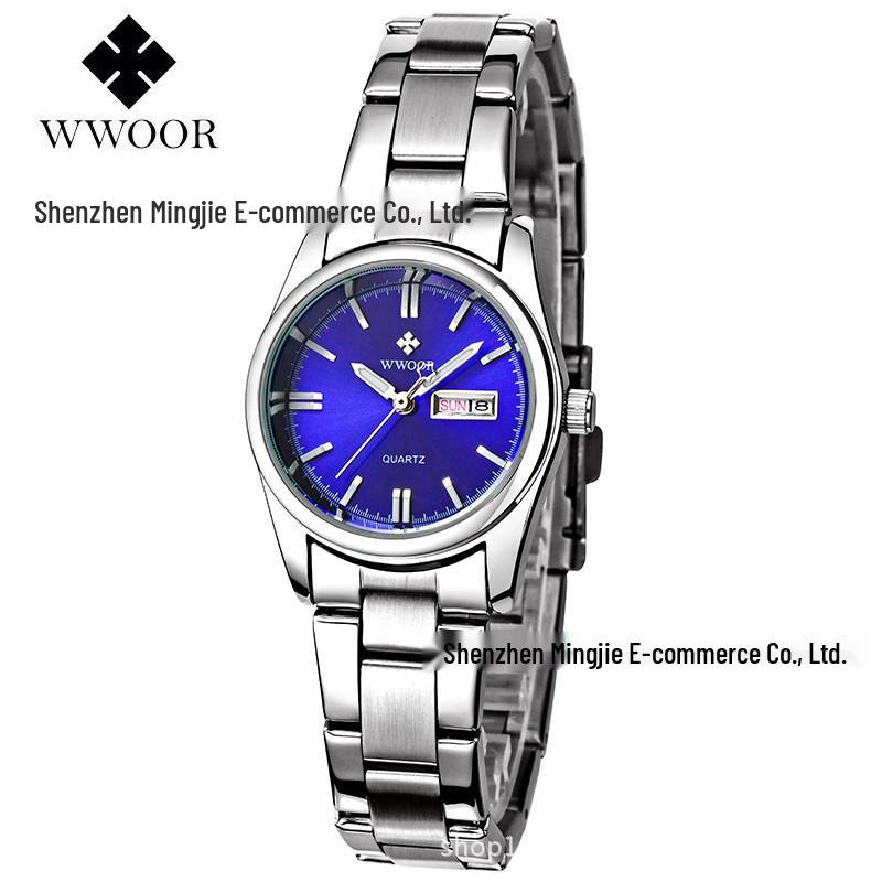 WWOOR 8804 Women's Trendy Luminous Steel Band Calendar Watch