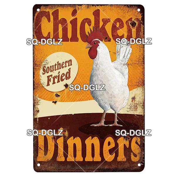 Chicken Zone Metal Sign Vintage Metal Plaque Plates Decor For Pub Bar Garden Wall Decor Tin Signs Fresh Eggs Poster