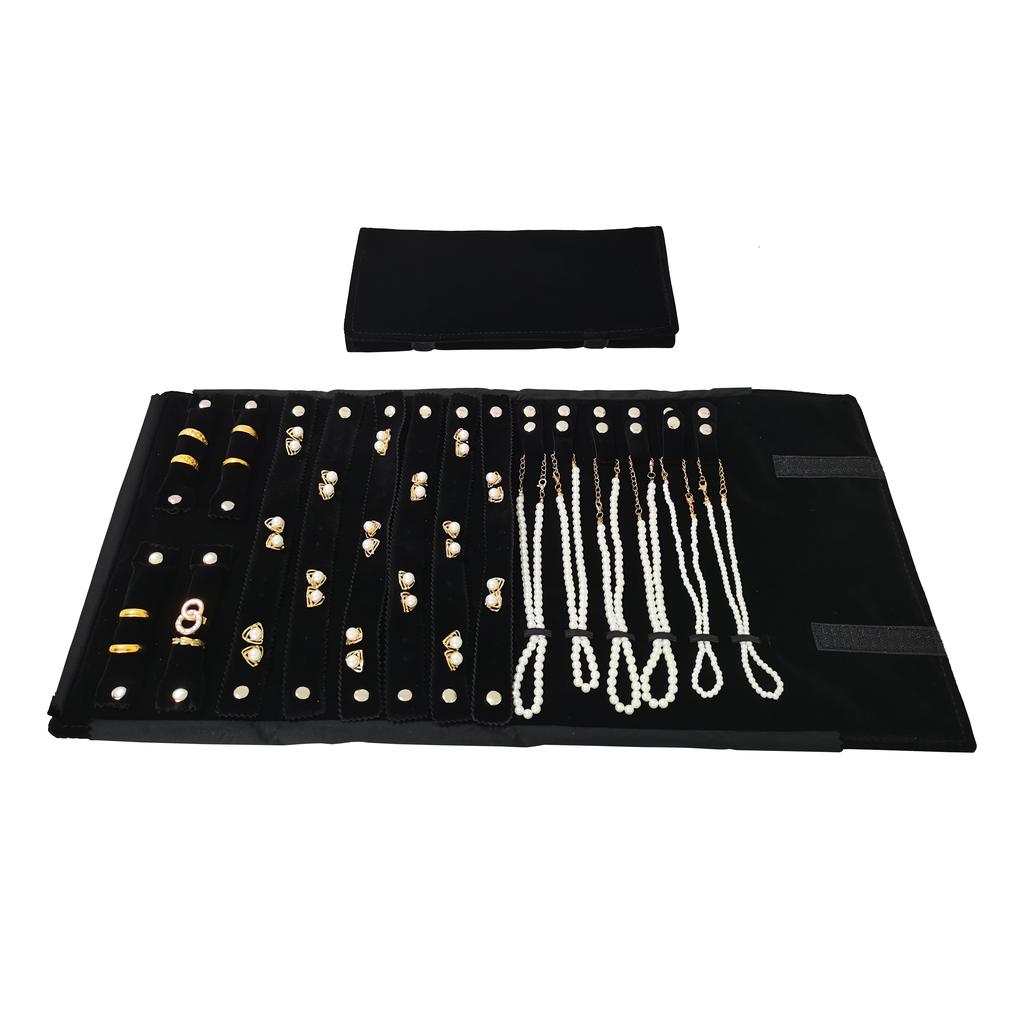 New Style All-black Velvet Jewelry Convenient Storage Bag Ring Necklace Stud Earrings Jewelry Collection Storage Display Props