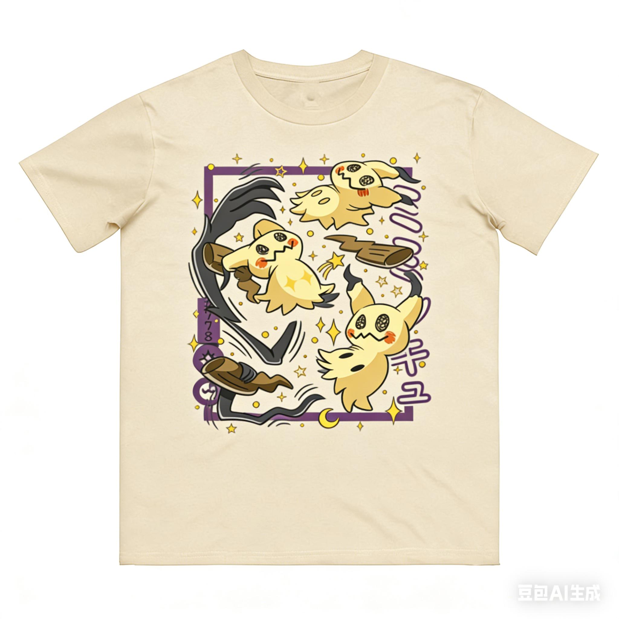 Mimikyu Printed Pure Cotton T-shirt for Men and Women Spring/Summer New Collection Fashion Short Sleeved Shirt S