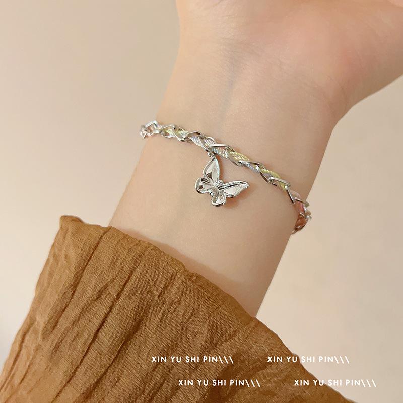 

Разноцветный модный простой браслет с цепочкой на булавке, веревка, бабочка, геометрический браслет с джокером для пары