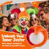 Color Block Clown Hat with White Pom Poms Joker Hat Funny Halloween Party Hat  Adult Funny