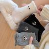 Female Autumn and Winter Pure Color Lovely Playful Big Eyes Embroidery Lace Boneless In Tube Socks