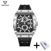 FAIRWHALE Tonneau Watches for Men 5960 Sports Luminous Calendar Original Silicone Strap Top Quality Men Watch Relogio Masculino
