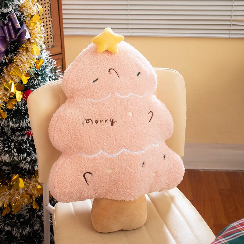 Cartoon High Quality with Expression Christmas Tree Plush Doll Pillow Holiday Decor for Boys and Girls Christmas Gifts