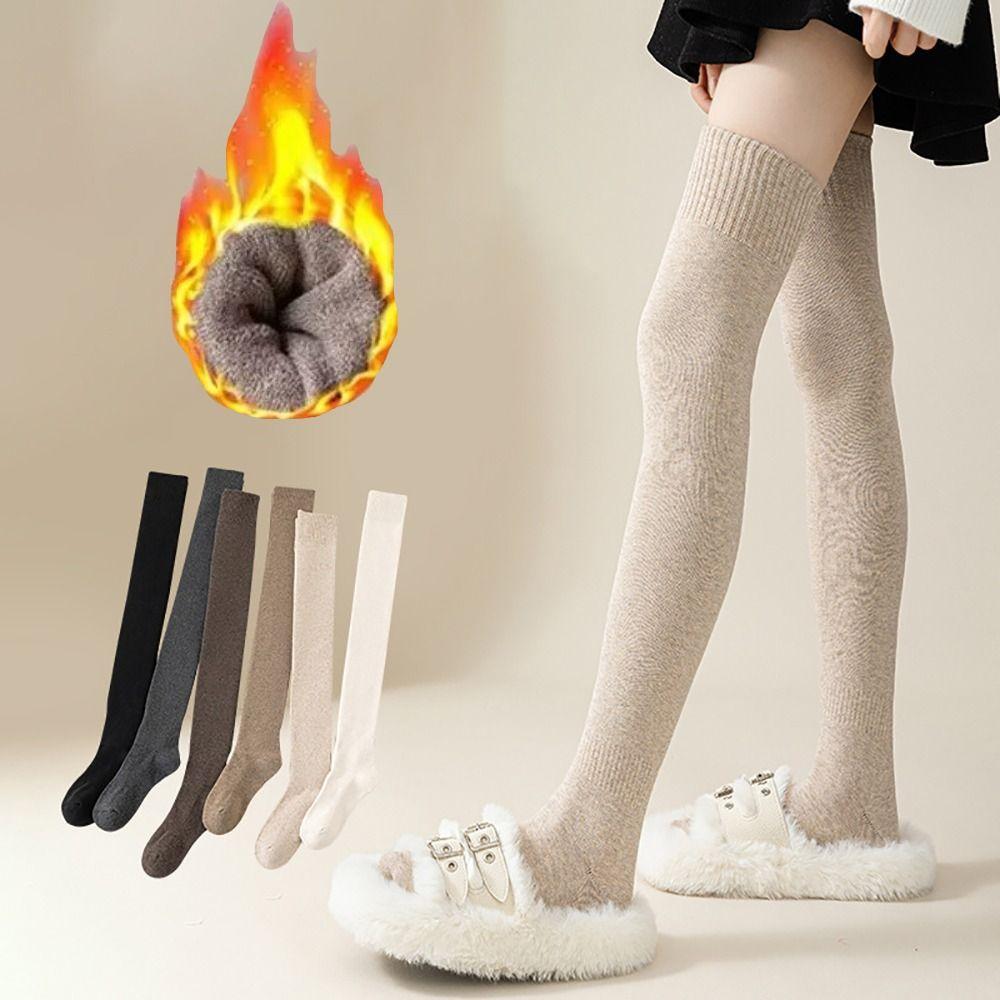Solid Color Knee High Socks High Elasticity Long Socks Long Tight Stocking Stockings