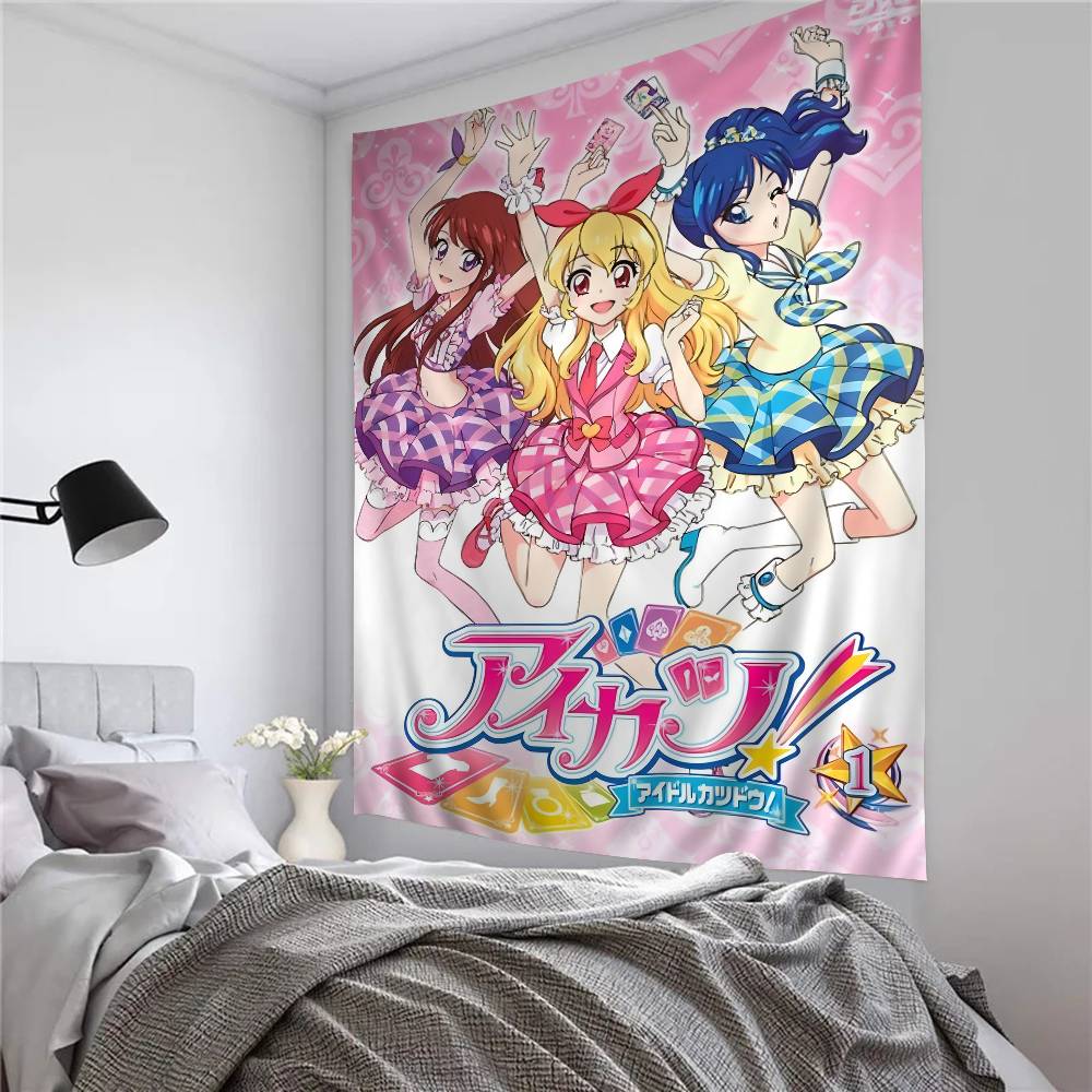 Aikatsu On Parade Anime Cartoon Tapestry Art Printing Japanese Wall Tapestry Anime Wall Hanging Home Decor