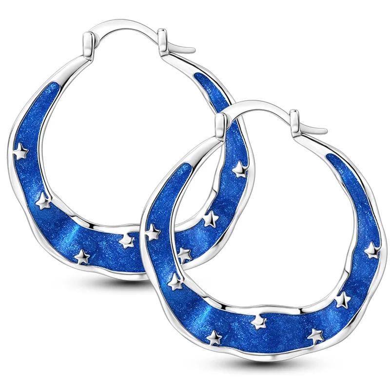 Sales100 % S925 Sterling Silber Sterne Mond Herzförmige Frauen Ohrringe Fit Original Ohrringe Hochzeit Edlen Schmuck Geschenke