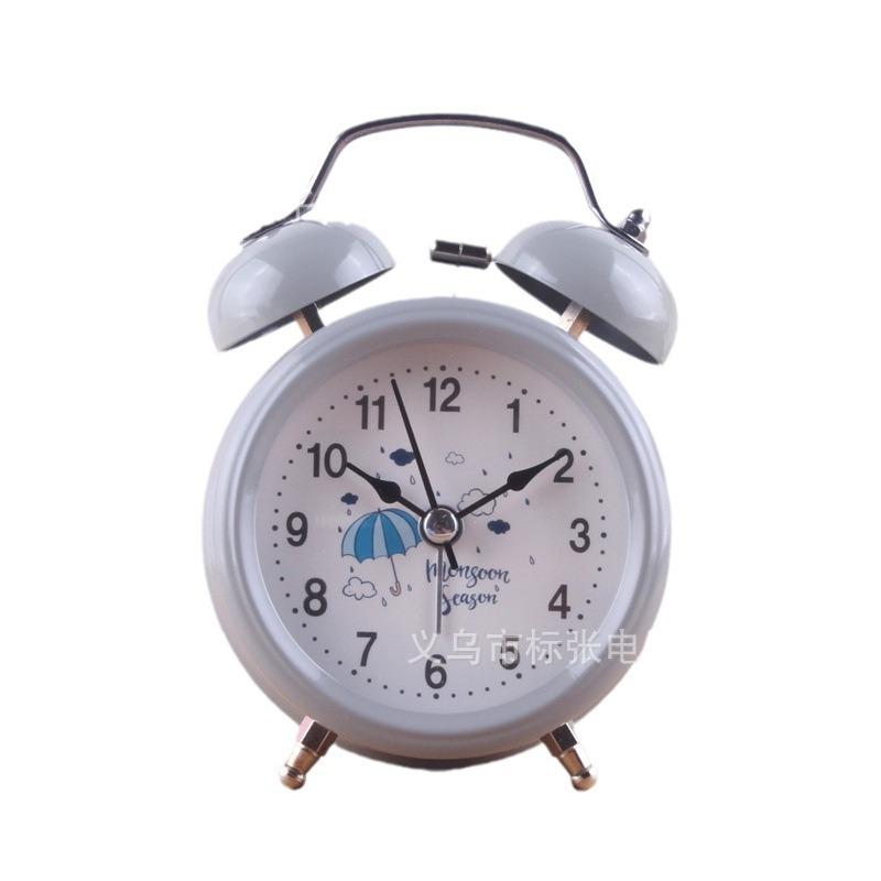 Fashion creative 1 inch metal bell alarm clock, silent clock, student bedroom bedside luminous clock