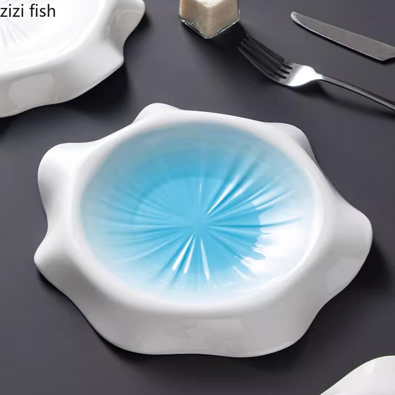 Irregular Ceramic Dining Plate Western Steak Plates Pasta Dish Dessert Bowl Sashimi Plates Sushi Plate Dim Sum Dish Fruit Bowl