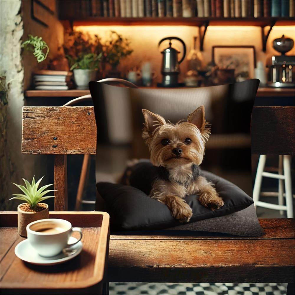 Federa Cuscino Yorkshire Terrier Vintage, Federa per Cuscino 100% Poliestere con Cerniera per Divano di Casa, Salotto, Decorazione Ufficio