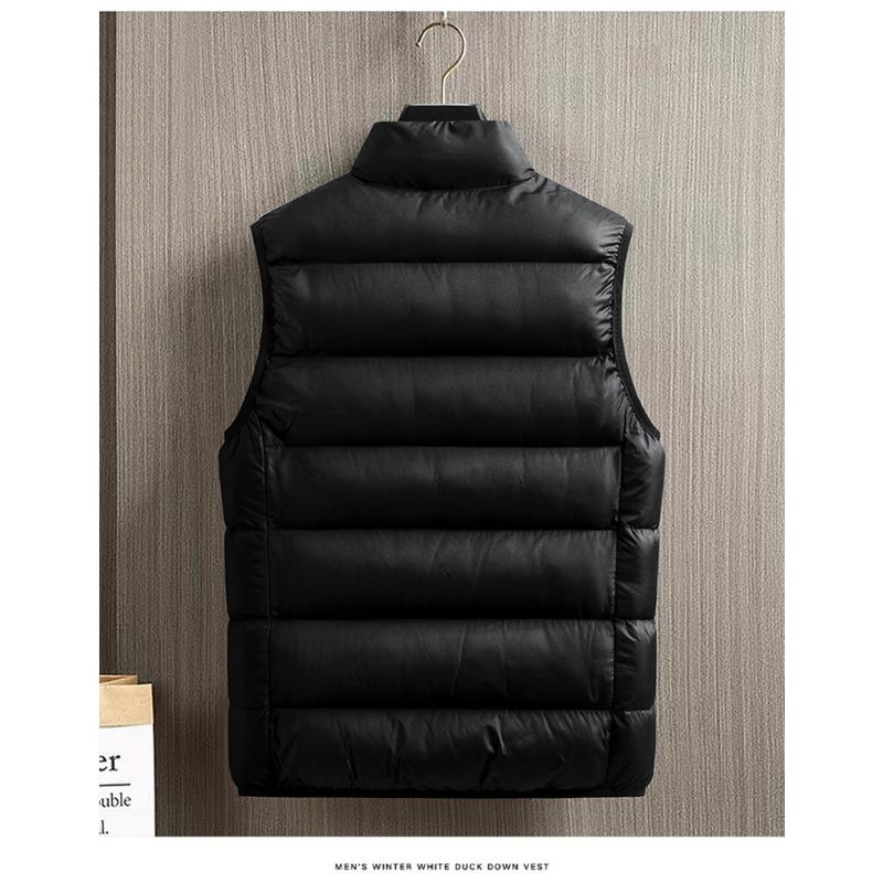 Men S Thick Winter Stand Collar Solid Color Casual Vest