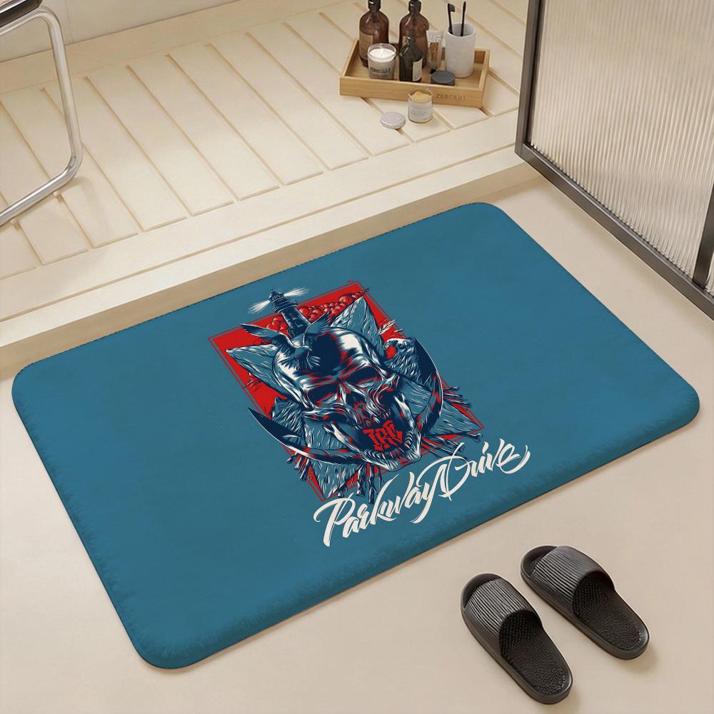 Metal Band P-Parkway DriveS Floor Mat Eco-Friendly Flannel Doormat Non-Slip Odorless Soft Short Plush Indoor Floor Rug