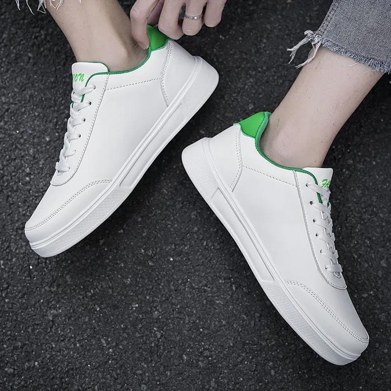 YRZL White Leather Women's Shoes Casual Men's Shoes Fashion Sneakers Mens Flat Shoes Comfortable Vulcanized Non-slip Board Shoe