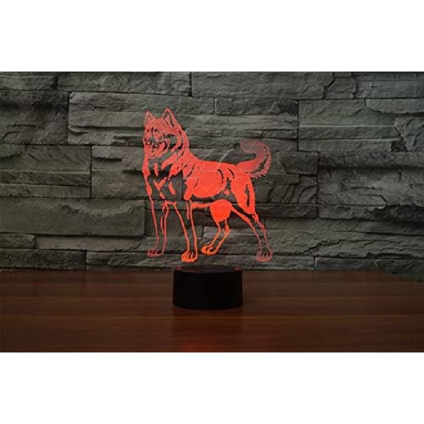 Huskies 3D Illusion Night Light Touch Table Desk Lamp with Remote Control 16 Colors Optical USB LED Night Light for Kids Gift Room Decoration