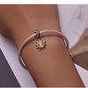 Everlove Minimalist Sun & Stars Sterling Silver Bracelet with Gold Glass and Zircon Charms - SCC2210