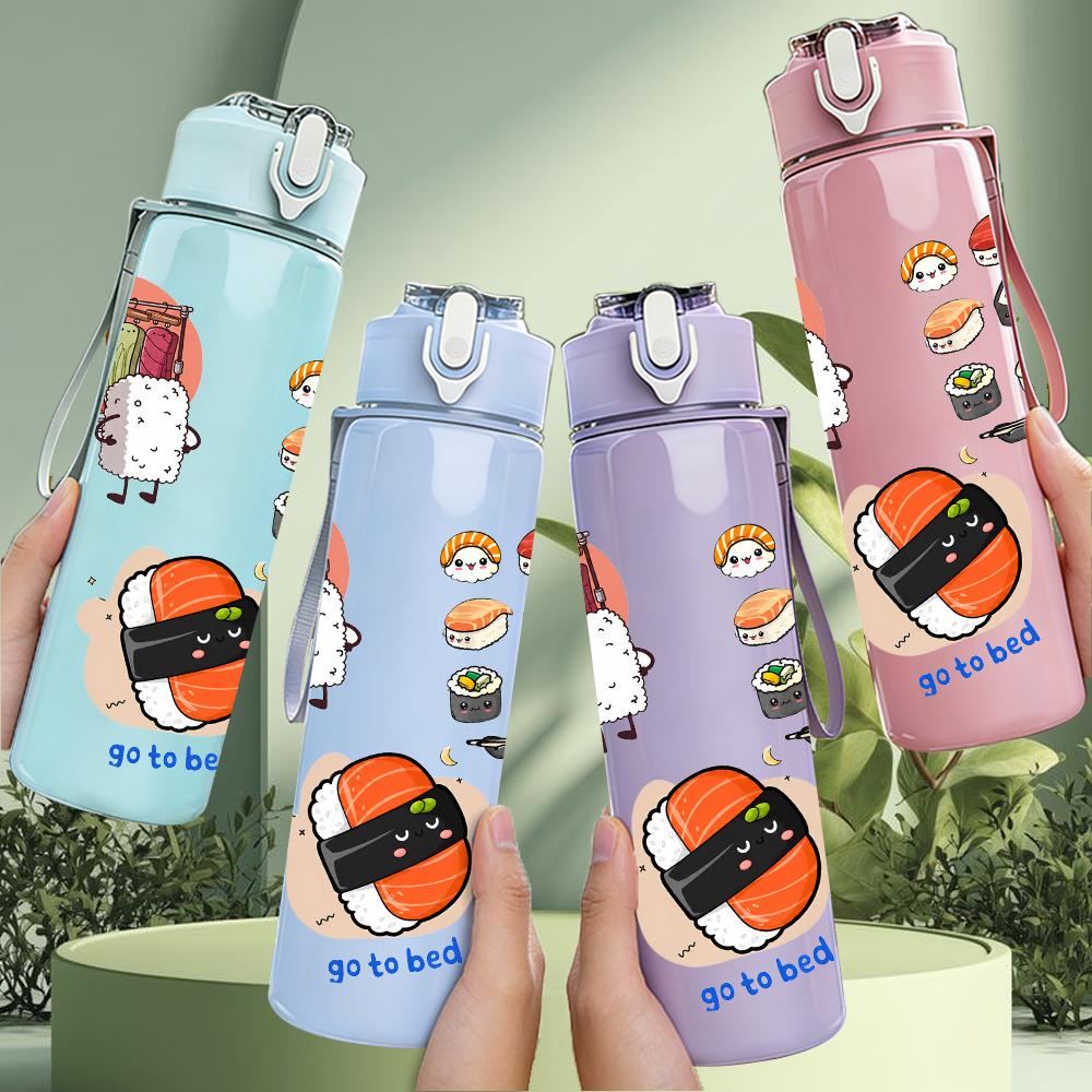 1PC Multiball Snack Pack Grid Layout 750ml Color Plastic Water Bottle Leakproof Flip Straw Lid For Sports Office Home Use