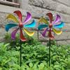 Wind Spinners Outdoor with Silent Bearing Metal Windmill Decoration with Stake 360° Rotating Colorful Blades for Yard Garden Artistic Decor Gift