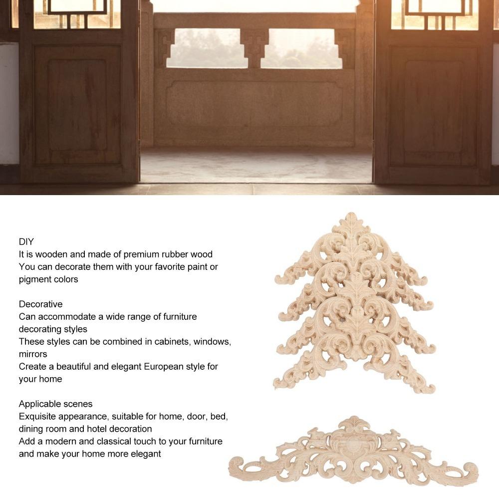 5Pcs 8cm Wood Appliques Onlays Hand Carved Corner Onlay Applique For Cabinet Door