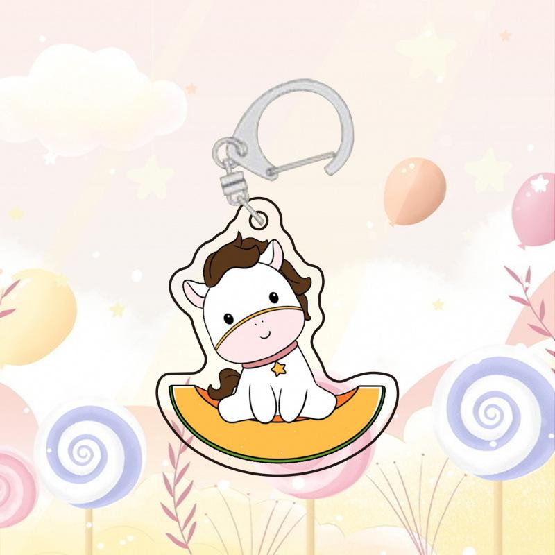 Funny Animal Bag Decoration Pendant Backpack Jewelry Accessories Gift Cartoon Cute Zodiac Keychain Acrylic Pendant Fruit