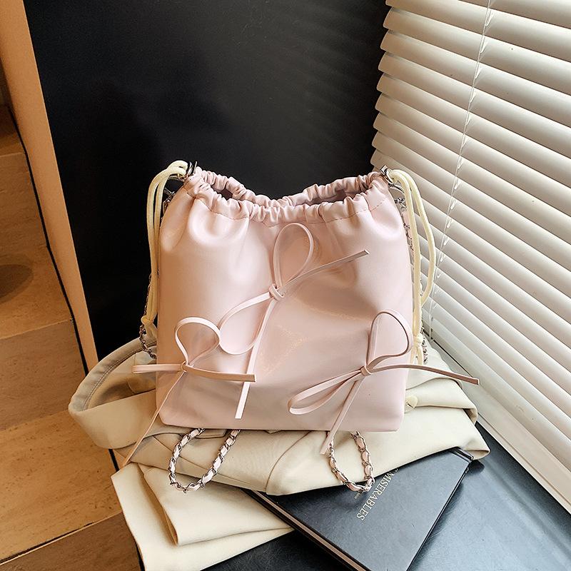 Popular Small Bag Women's 2025 New Summer Casual Fashion Shoulder Messenger Bag Simple Double Shoulder Bucket Bag