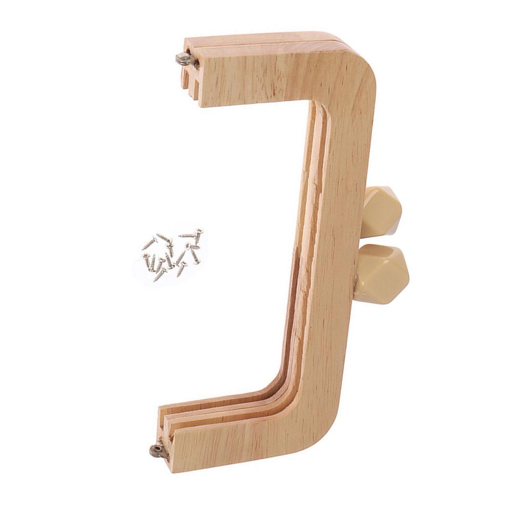 7.72" Length Wooden Purse Frame Kiss Clasp Lock DIY Bag Lock Square Coin Frame Clasp for DIY Crafts Bag Purse Making