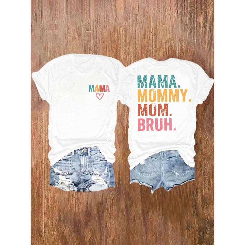 

Mama Print Short Sleeve T-Shirt for Unisex | Polyester Blend | Casual Crew Neck Top | Spring & Summer | Easy Care M