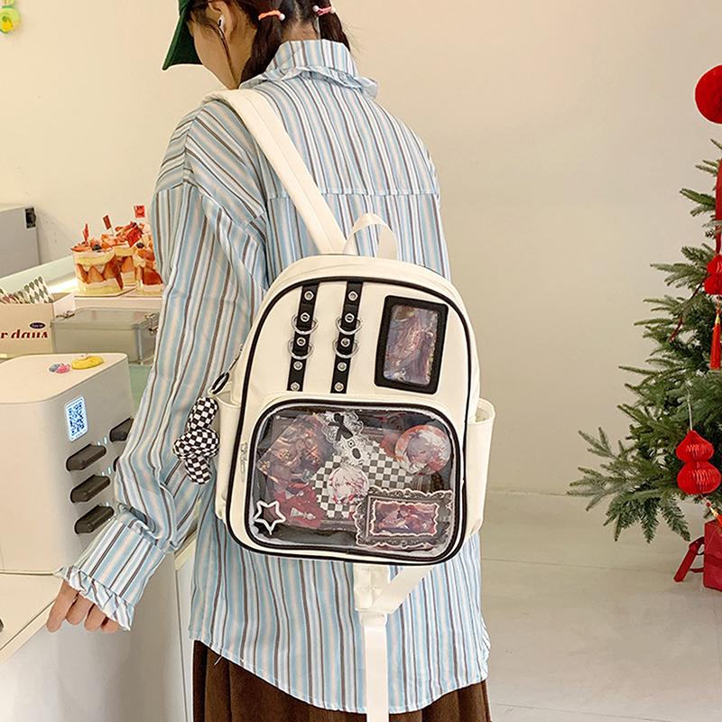 School Ita Bag  Trends Transparent Zipper Backpack Preppy Style Soft Women Bags