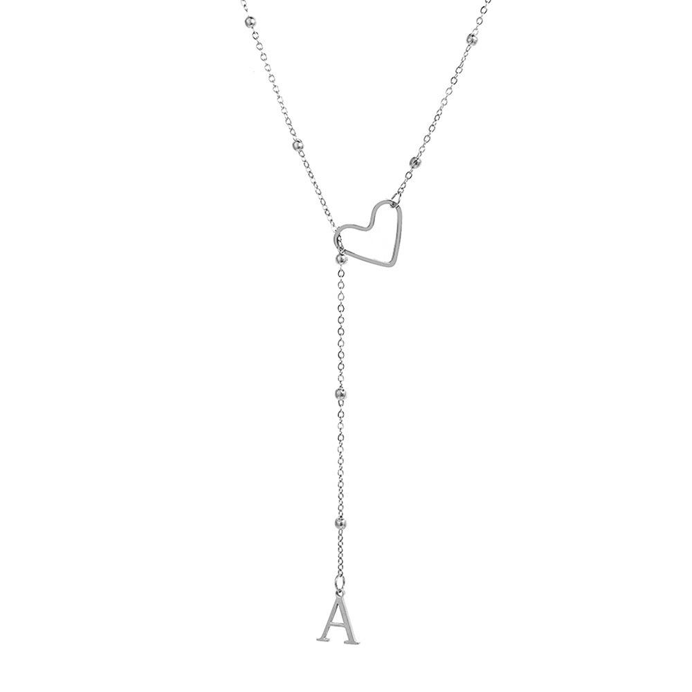 European American Bestseller: Heart Lariat Necklace with 26 Initials - Versatile, Luxurious Clavicle Chain for Women